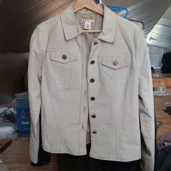 Beige leather jacket - Picture 1 of 4